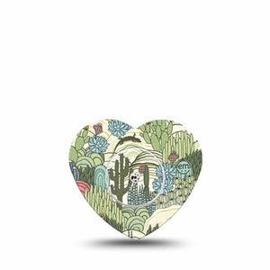 ExpressionMed Cactus Freestyle Libre 2 and Libre 2 Plus Heart Shape Tape, Abbott Lingo, Single Tape and Single Sticker Summer Cactus Plants, Adhesive Patch CGM Design