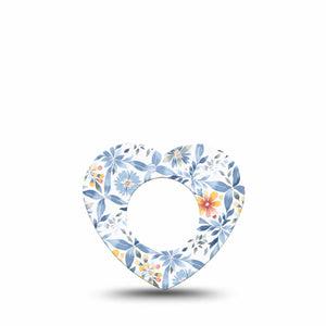 ExpressionMed Blue and Yellow Tile Freestyle Libre 2 and Libre 2 Plus Heart Shape Tape, Abbott Lingo, Single Tape Beautiful Blue Tile Pattern, Adhesive Patch CGM Design