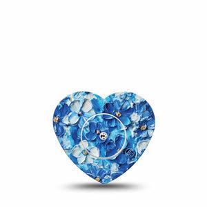 ExpressionMed Blue Paint Freestyle Libre 2 and Libre 2 Plus Heart Shape Tape, Abbott Lingo, Single Tape and Single Sticker Spring Textured Paint Daisies, Adhesive Tape CGM Design