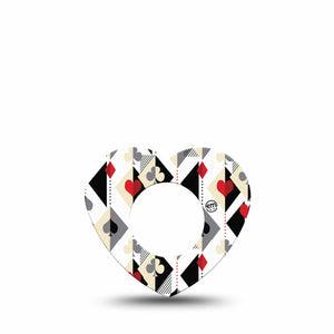 ExpressionMed Playing Cards Freestyle Libre 2 and Libre 2 Plus Heart Shape Tape, Abbott Lingo, Single Tape Line And Dot Suite Icon Print, Adhesive Patch CGM Design