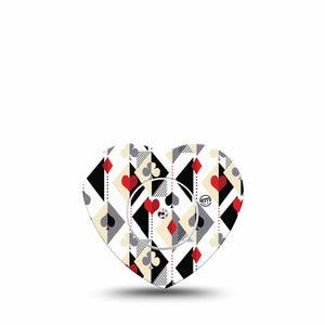 ExpressionMed Playing Cards Freestyle Libre 2 and Libre 2 Plus Heart Shape Tape, Abbott Lingo,  Single Tape and Single Sticker Line And Dot Suite Icon Print, Adhesive Patch CGM Design