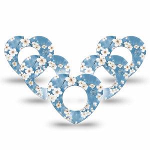 ExpressionMed Cherry Blossom Freestyle Libre 2 and Libre 2 Plus Heart Shape Tape, Abbott Lingo, 5-Pack Tape Spring Floral Tree Print, Adhesive Patch CGM Design