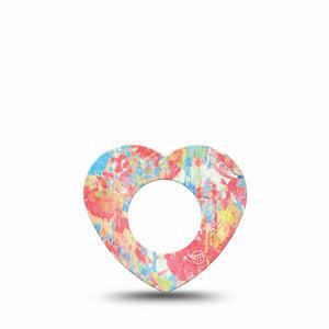 ExpressionMed Faded Summer Freestyle Libre 2 and Libre 2 Plus Heart Shape Tape, Abbott Lingo, Single Tape Pale Coral Graphic Print, Adhesive Patch CGM Design