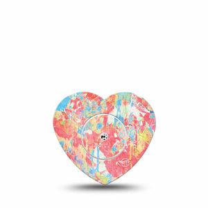 ExpressionMed Faded Summer Freestyle Libre 2 and Libre 2 Plus Heart Shape Tape, Abbott Lingo,  Single Tape and Single Sticker Retro Color Unique Pattern, Adhesive Patch CGM Design