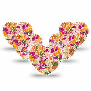 ExpressionMed Retro Brush Stroke Freestyle Libre 2 and Libre 2 Plus Heart Shape Tape, Abbott Lingo, 5-Pack Tape and 5-Pack Sticker Jewel-Toned Paint Strokes, Adhesive Patch CGM Design