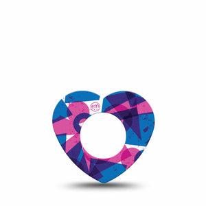 ExpressionMed Violet Vortex Freestyle Libre 2 and Libre 2 Plus Heart Shape Tape, Abbott Lingo, Single Tape Pink And Blue Mix, Adhesive Patch CGM Design