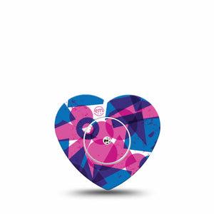 ExpressionMed Violet Vortex Freestyle Libre 2 and Libre 2 Plus Heart Shape Tape, Abbott Lingo, Single Tape and Single Sticker Retro-Inspired Mishmash Of Shapes, Adhesive Patch CGM Design