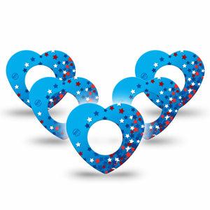 ExpressionMed Confetti Stars Freestyle Libre 2 and Libre 2 Plus Heart Shape Tape, Abbott Lingo, 5-Pack Tape Summer Fun Confetti, Adhesive Patch CGM Design