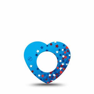 ExpressionMed Confetti Stars Freestyle Libre 2 and Libre 2 Plus Heart Shape Tape, Abbott Lingo, Single Tape United States Inspired Star Confetti, Adhesive Patch CGM Design