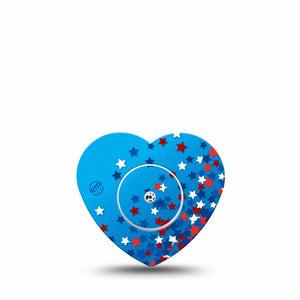 ExpressionMed Confetti Stars Freestyle Libre 2 and Libre 2 Plus Heart Shape Tape, Abbott Lingo, Single Tape and Single Sticker Summer Fun Confetti, Adhesive Patch CGM Design