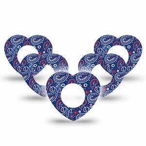 ExpressionMed Independence Paisley Freestyle Libre 2 and Libre 2 Plus Heart Shape Tape, Abbott Lingo, 5-Pack Tape Fun Summer Paisley, Adhesive Patch CGM Design