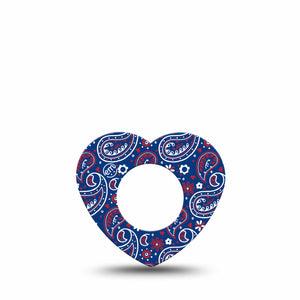 ExpressionMed Independence Paisley Freestyle Libre 2 and Libre 2 Plus Heart Shape Tape, Abbott Lingo,  Single Tape Classic Paisley Pattern, Adhesive Patch CGM Design