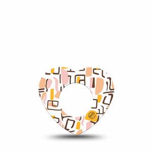 ExpressionMed Squiggles Freestyle Libre 2 and Libre 2 Plus Heart Shape Tape, Abbott Lingo, Single Tape Retro Inspired Pattern, Adhesive Patch CGM Design