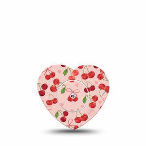 ExpressionMed Cherries Freestyle Libre 2 and Libre 2 Plus Heart Shape Tape, Abbott Lingo, Single Tape and Single Sticker Summer Fruit, Adhesive Patch CGM Design