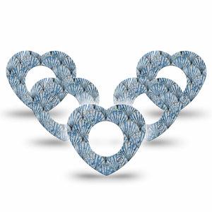 ExpressionMed Seashells Freestyle Libre 2 and Libre 2 Plus Heart Shape Tape, Abbott Lingo, 5-Pack Tape Blue Clam Shell, Adhesive Patch CGM Design
