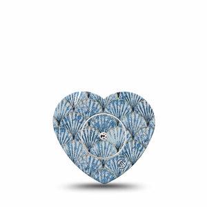 ExpressionMed Seashells Freestyle Libre 2 and Libre 2 Plus Heart Shape Tape, Abbott Lingo, Single Tape and Single Sticker Sea Shell Pattern, Patch CGM Design