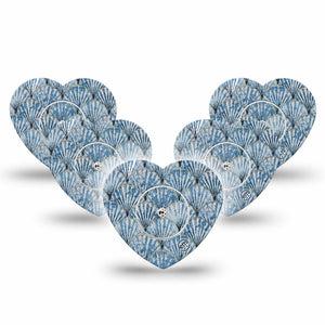 ExpressionMed Seashells Freestyle Libre 2 and Libre 2 Plus Heart Shape Tape, Abbott Lingo, 5-Pack Tape and 5-Pack Sticker Summertime Sea Shells, Patch CGM Design