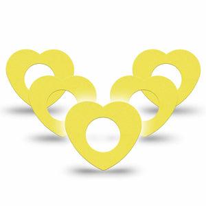 ExpressionMed Butter Yellow Freestyle Libre 2 and Libre 2 Plus Heart Shape Tape, Abbott Lingo, 5-Pack Tape Pantone 601 U, Adhesive Patch CGM Design