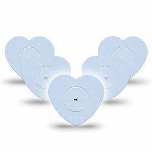 ExpressionMed Light Wash Jeans Freestyle Libre 2 and Libre 2 Plus Heart Shape Tape, Abbott Lingo, 5-Pack Tape and 5-Pack Sticker Solid Light Blue, Adhesive Patch CGM Design