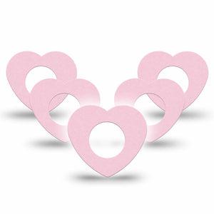 ExpressionMed Baby Pink Freestyle Libre 2 and Libre 2 Plus Heart Shape Tape, Abbott Lingo, 5-Pack Tape Pantone Color, Adhesive Patch CGM Design