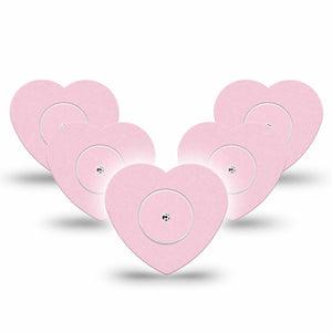 ExpressionMed Baby Pink Freestyle Libre 2 and Libre 2 Plus Heart Shape Tape, Abbott Lingo, 5-Pack Tape and 5-Pack Sticker Pantone Color, Adhesive Patch CGM Design