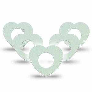 ExpressionMed Mint Green Freestyle Libre 2 and Libre 2 Plus Heart Shape Tape, Abbott Lingo, 5-Pack Tape Bright Mint Green Solid, Adhesive Patch CGM Design
