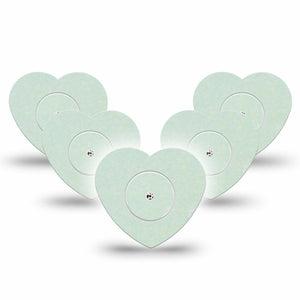 ExpressionMed Mint Green Freestyle Libre 2 and Libre 2 Plus Heart Shape Tape, Abbott Lingo, 5-Pack Tape and 5-Pack Sticker Bright Mint Green Solid, Adhesive Patch CGM Design