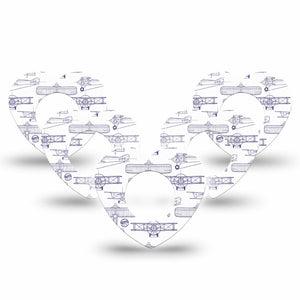ExpressionMed Airplane Freestyle Libre 2 and Libre 2 Plus Heart Shape Tape, Abbott Lingo,  5-Pack Tape Plane Illustration Print, Adhesive Patch CGM Design