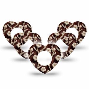 ExpressionMed Cozy Sweater Freestyle Libre 2 and Libre 2 Plus Heart Shape Tape, Abbott Lingo,  5-Pack Tape Yarn Textile Inspired, Adhesive Patch CGM Design