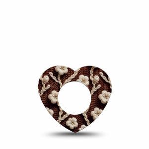 ExpressionMed Cozy Sweater Freestyle Libre 2 and Libre 2 Plus Heart Shape Tape, Abbott Lingo, Single Tape Crochet Inspired Flowers, Adhesive Patch CGM Design