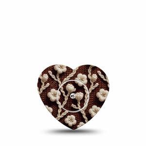 ExpressionMed Cozy Sweater Freestyle Libre 2 and Libre 2 Plus Heart Shape Tape, Abbott Lingo, Single Tape and Single Sticker Crochet Inspired Flowers, Adhesive Patch CGM Design