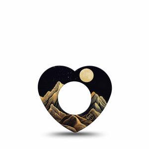 ExpressionMed Black Mountain Freestyle Libre 2 and Libre 2 Plus Heart Shape Tape, Abbott Lingo, Single Tape, Desert Like Mountains, Adhesive Patch CGM Design