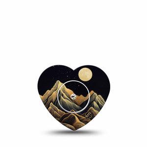 ExpressionMed Black Mountain Freestyle Libre 2 and Libre 2 Plus Heart Shape Tape, Abbott Lingo, Single Tape and Single Sticker Desert Like Mountains, Adhesive Patch CGM Design