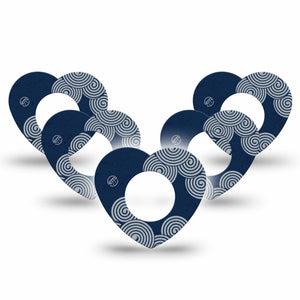 ExpressionMed Blue Swirls Freestyle Libre 2 and Libre 2 Plus Heart Shape Tape, Abbott Lingo, 5-Pack Tape Twisting Spirals, Adhesive Patch CGM Design