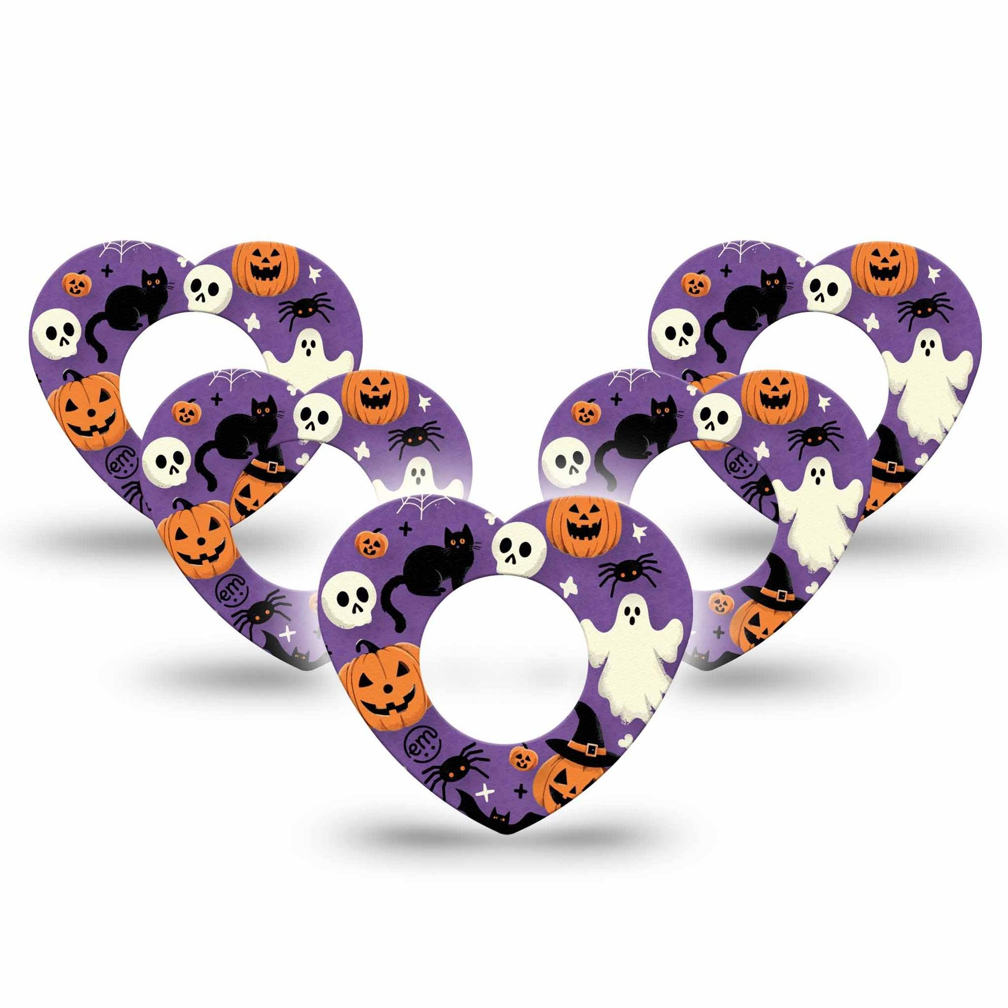 ExpressionMed Happy Halloween Freestyle Libre 2 Heart Shape Tape, Abbott Lingo, 5-Pack Fun Spooky Halloween Designs Adhesive Patch CGM Design