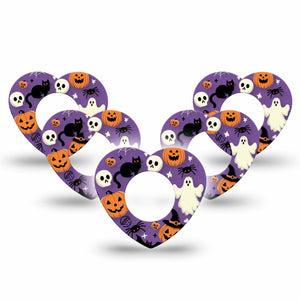 ExpressionMed Happy Halloween Freestyle Libre 2 Heart Shape Tape, Abbott Lingo, 5-Pack Fun Spooky Halloween Designs Adhesive Patch CGM Design