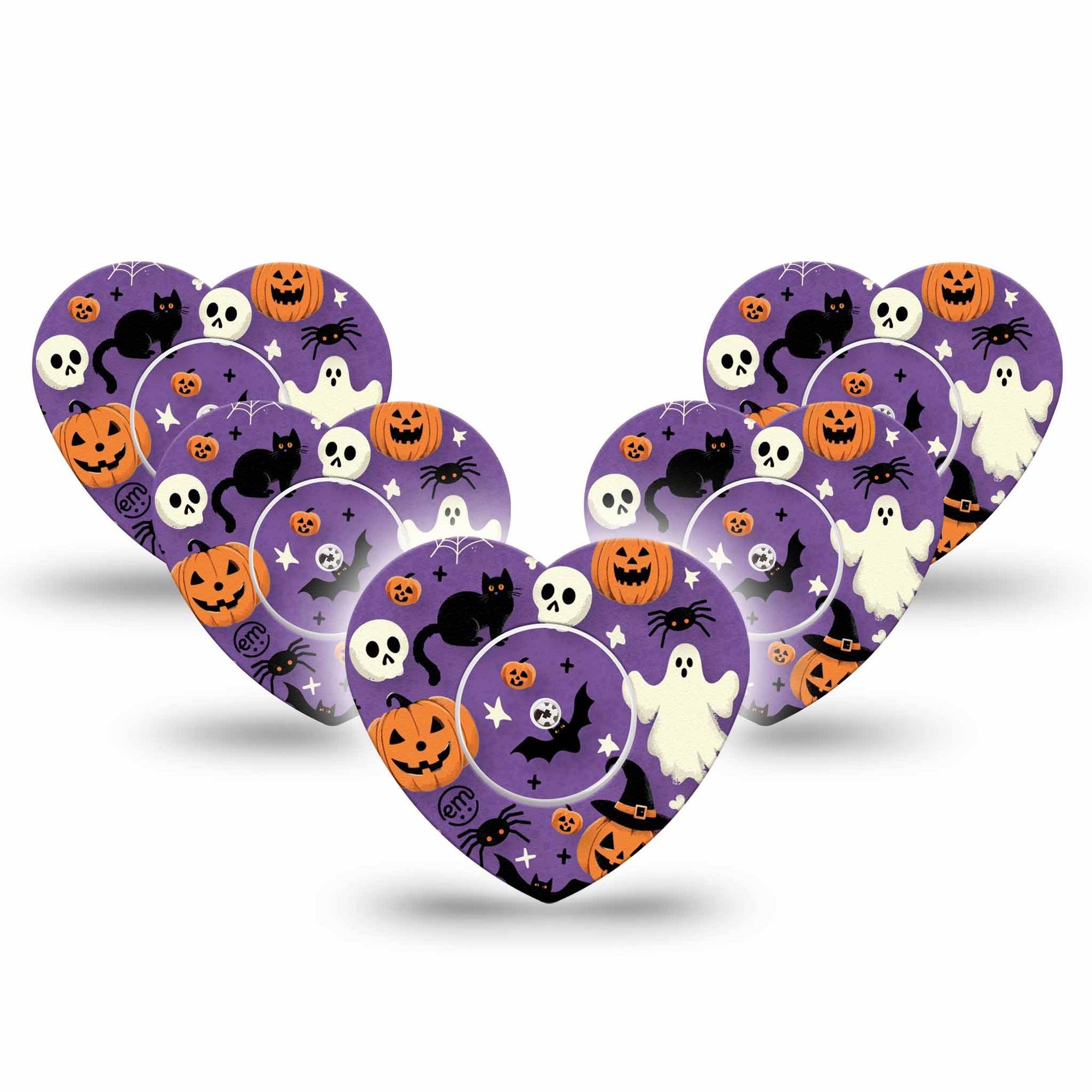 ExpressionMed Happy Halloween Freestyle Libre 2 Heart Shape Tape, Abbott Lingo, 5-Pack Tape and 5-Pack Sticker Halloween Concept Decorations Adhesive Patch CGM Design