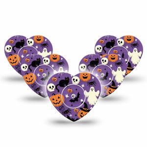 ExpressionMed Happy Halloween Freestyle Libre 2 Heart Shape Tape, Abbott Lingo, 5-Pack Tape and 5-Pack Sticker Halloween Concept Decorations Adhesive Patch CGM Design