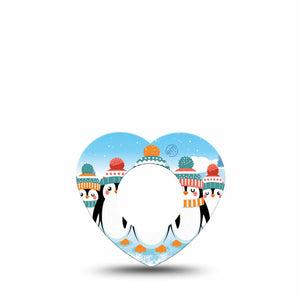 ExpressionMed Penguins In Row Freestyle Libre 2 Heart Shape Tape, Abbott Lingo, Single Tape Winter Season Penguin Babies, Adhesive Patch CGM Design
