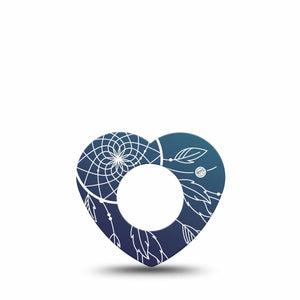 ExpressionMed Blue Dreamcatcher Freestyle Libre 2 and Libre 2 Plus Heart Shape Tape, Abbott Lingo, Single Tape Artistic Charm Plaster CGM Design