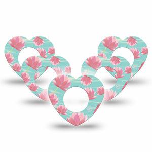 ExpressionMed Meditation Lotus Freestyle Libre 2 and Libre 2 Plus Heart Shape Tape, Abbott Lingo, 5-Pack Tape Reflective Lotus, Fixing Ring Tape CGM Design