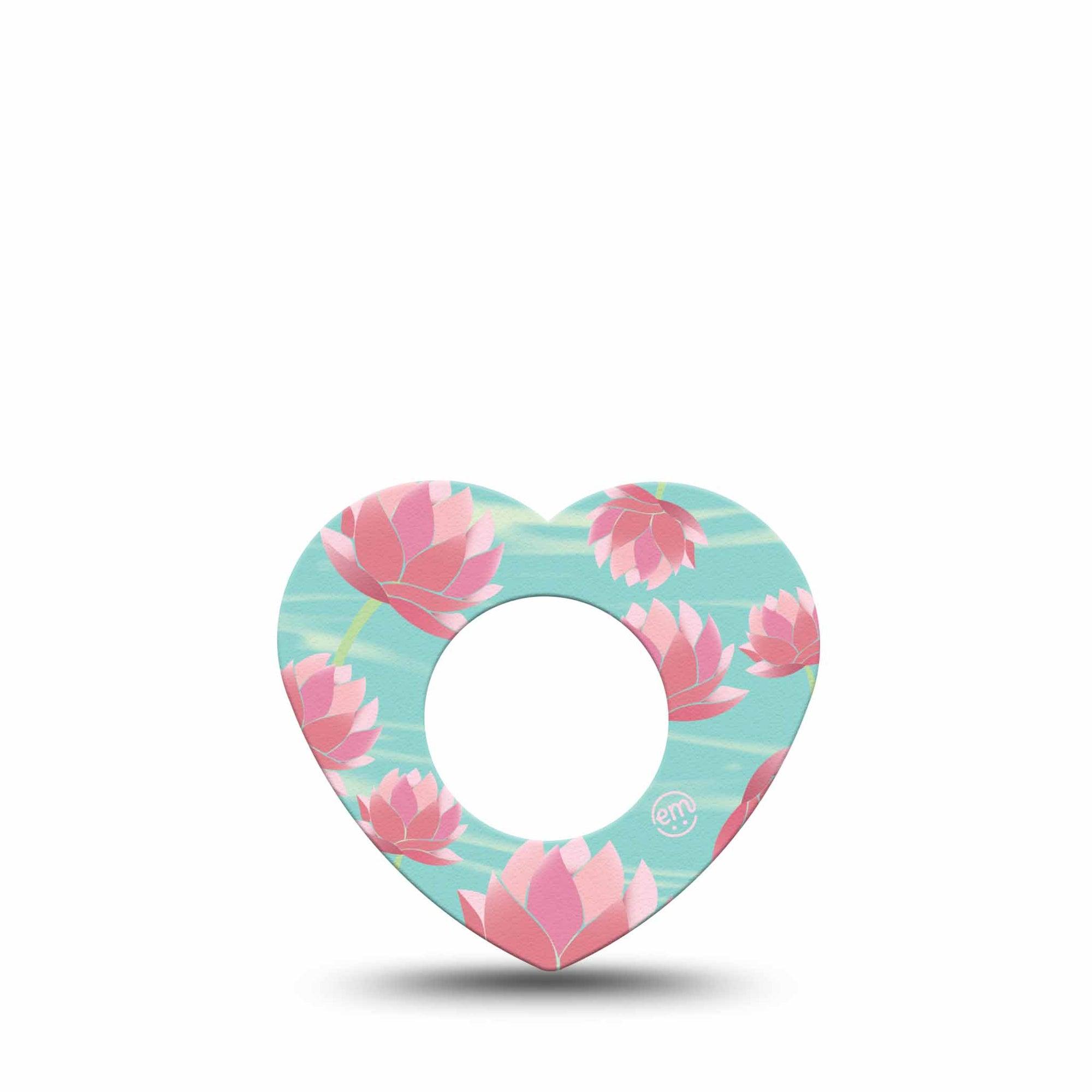 ExpressionMed Meditation Lotus Freestyle Libre 2 and Libre 2 Plus Heart Shape Tape, Abbott Lingo, Single Tape Serene Lotus, Fixing Ring Tape CGM Design