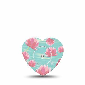 ExpressionMed Meditation Lotus Freestyle Libre 2 and Libre 2 Plus Heart Shape Tape, Abbott Lingo, Single Tape and Single Sticker Serene Lotus, Fixing Ring Tape CGM Design