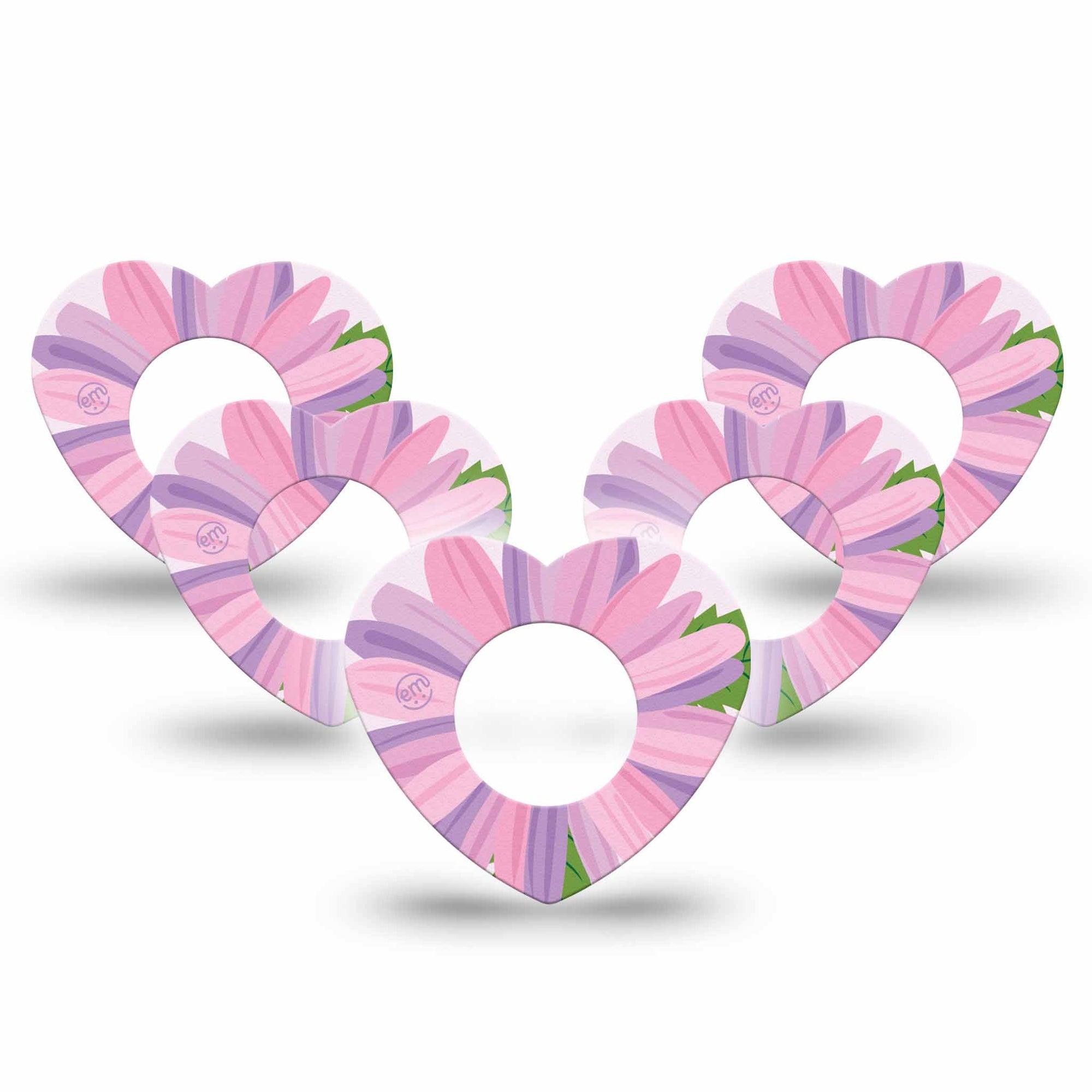 ExpressionMed Daisy Freestyle Libre 2 and Libre 2 Plus Heart Shape Tape, Abbott Lingo, 5-Pack Tape Elegant Daisy Plaster CGM Design