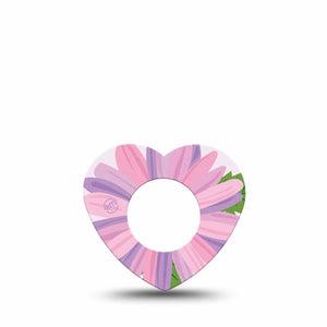 ExpressionMed Daisy Freestyle Libre 2 and Libre 2 Plus Heart Shape Tape, Abbott Lingo, Single Tape Pink Daisy Bloom Plaster CGM Design
