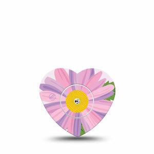 ExpressionMed Daisy Freestyle Libre 2 and Libre 2 Plus Heart Shape Tape, Abbott Lingo, Single Tape and Single Sticker Daisy Artwork Plaster CGM Design