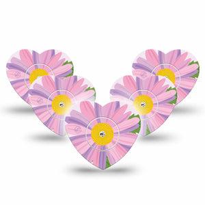 ExpressionMed Daisy Freestyle Libre 2 and Libre 2 Plus Heart Shape Tape, Abbott Lingo, 5-Pack Tape and 5-Pack Sticker Daisy Design Plaster CGM Design