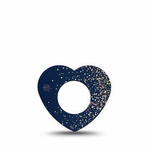 ExpressionMed Gold Sparkles Freestyle Libre 2 and Libre 2 Plus Heart Shape Tape, Abbott Lingo,  Single Tape Gold Shimmer, Adhesive Patch CGM Design