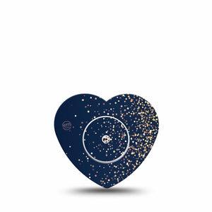 ExpressionMed Gold Sparkles Freestyle Libre 2 and Libre 2 Plus Heart Shape Tape, Abbott Lingo,  Single Tape & Single Sticker Glam Sparkles, Adhesive Patch CGM Design