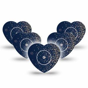 ExpressionMed Gold Sparkles Freestyle Libre 2 and Libre 2 Plus Heart Shape Tape, Abbott Lingo,  5-Pack Tape & 5-Pack Sticker Luxe Glitter, Adhesive Patch CGM Design